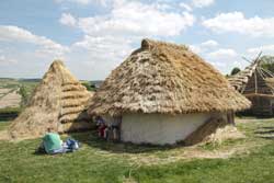 Reconstruction of neolithic houses found at Durrington Walls